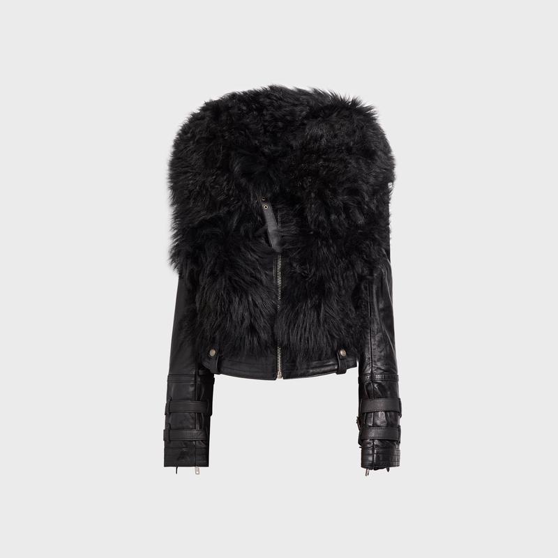 R13 Furry Shrunken Jacket - Black