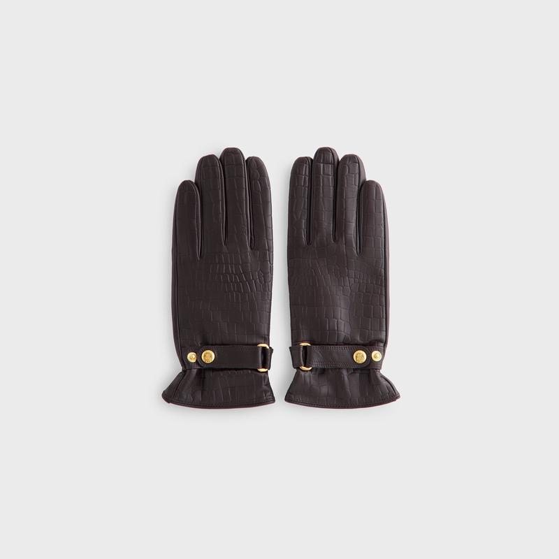 Kith Croc Debossed Leather Gloves - Incognito
