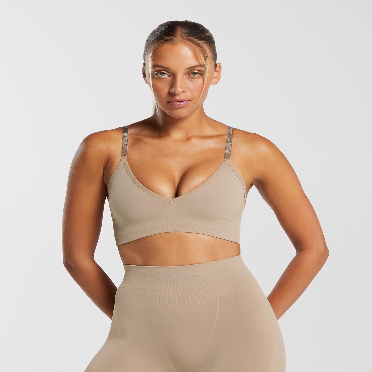 Gymshark Seamless V Neck Bralette - Cement Brown