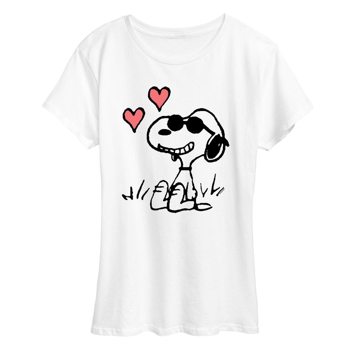 Peanuts - Joe Cool Sitting Hearts - Women\'s Short Sleeve Graphic T-Shirt